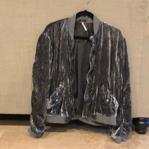 Free People crushed velvet bomber jacket.